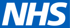 NHS logo white text on blue background